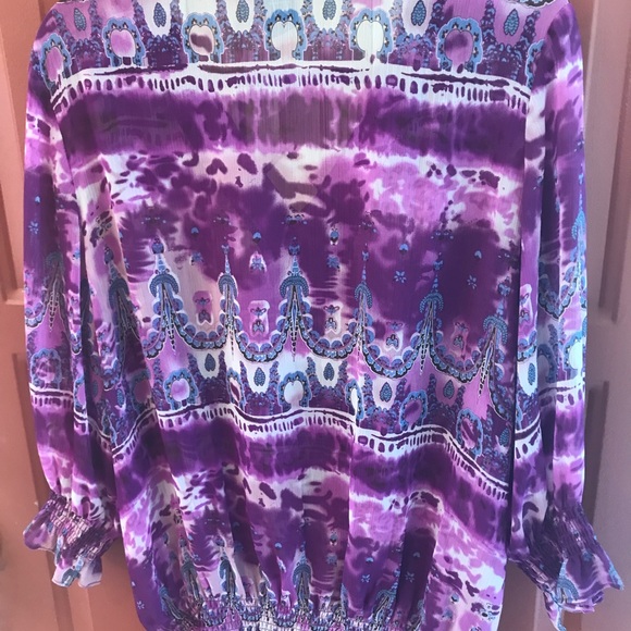 Gauzy Purple Blouse by Marc Bouwer XL - Picture 3 of 8